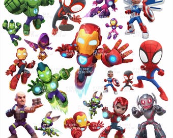 Iron Man and Spidey Clipart Bundle png, Iron Man and His Awesome Friends Cake Topper, shirt birthday Sublimation (Digital Download)