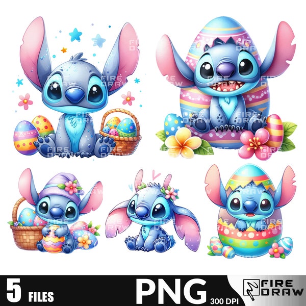stitch easter PNG bundle, stitch with Easter eggs shirt Design png file for easter sublimation, Instant Digital Download
