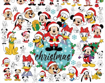 SVG PNG de Papá Noel y Mickey: Diseño navideño de Cricut (descarga digital)