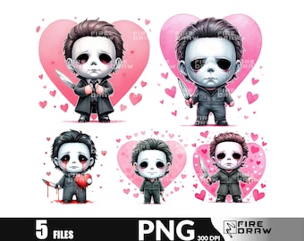 Diseños PNG de terror para San Valentín: Camisetas y pegatinas de amor (descarga digital)