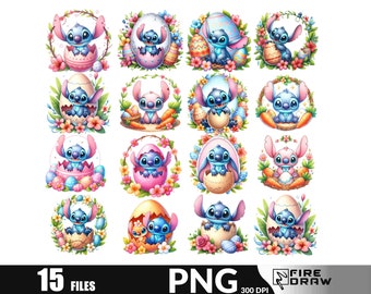 Stitch Easter Eggs PNG Bundle: Shirt Design (Digital Download)