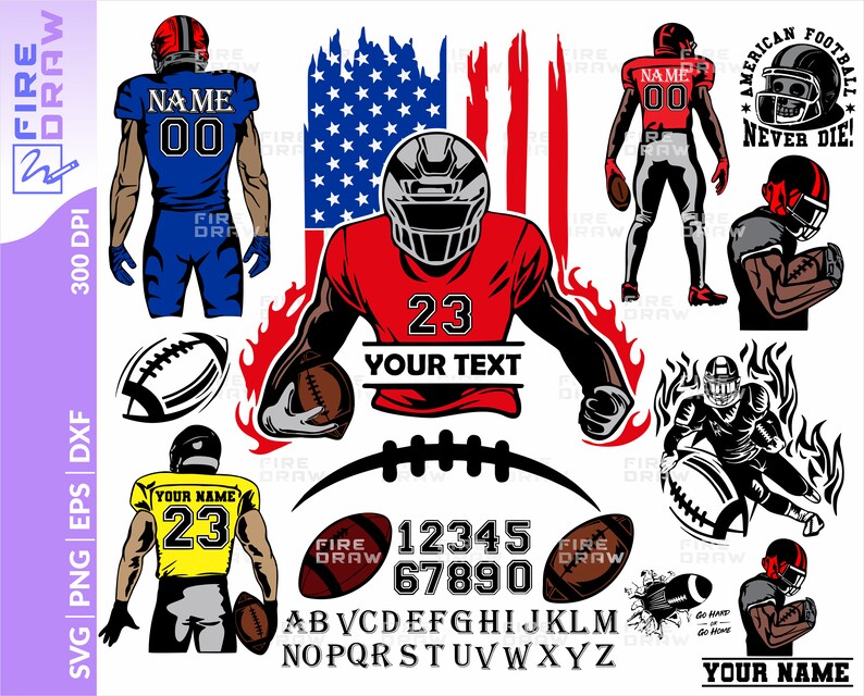 Layered Custom Football SVG Customizable Football Player Name Etsy