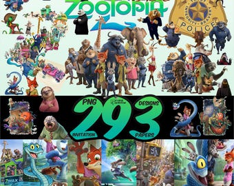 Zootopia 2 Cliparts Cartoon PNG Bundle, Wallpaper PNG Sublimation, Zootopia Geburtstag Shirt, Party Designs, Sublimation, digitaler Download