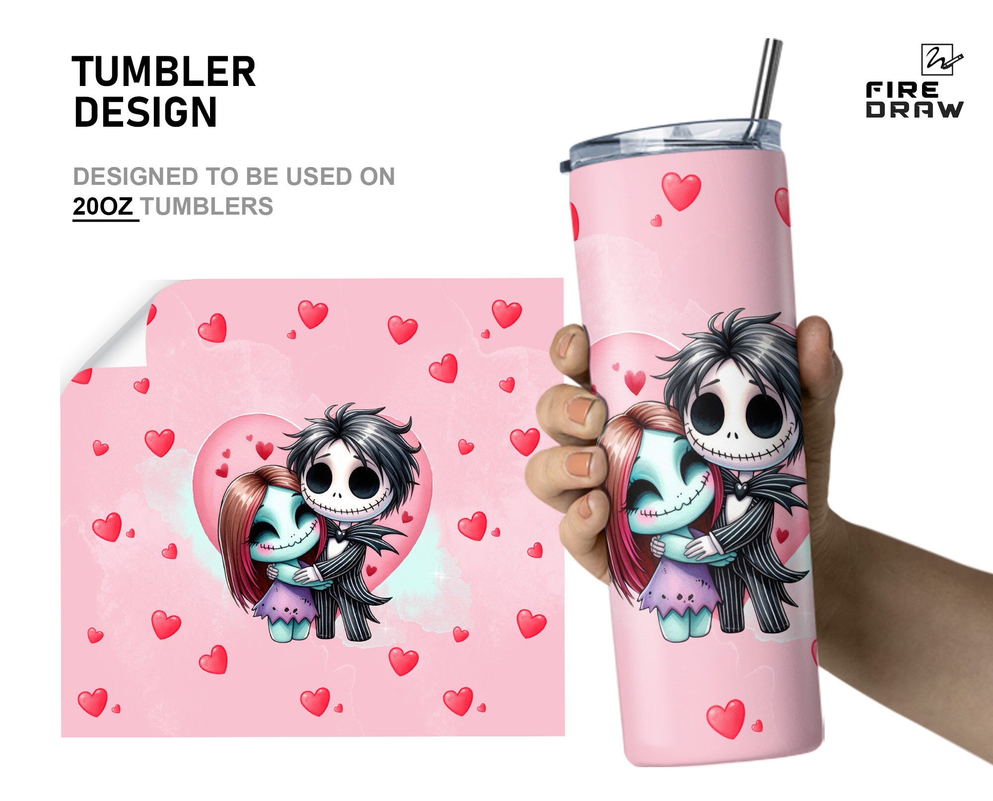 jack and sally Valentines Day png tumbler 20oz, Nightmare Before Christmas for Valentine love png, happy Valentine png, dtf love Valentine
