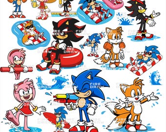 Sonic Summer Pool Party SVG: Shadow Sublimation Clipart (Digital Download)