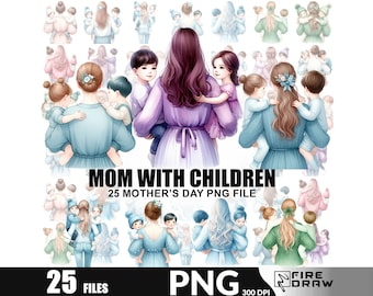 Mommy and Child PNG Bundle: Mother's Day Clipart (Digital Download)