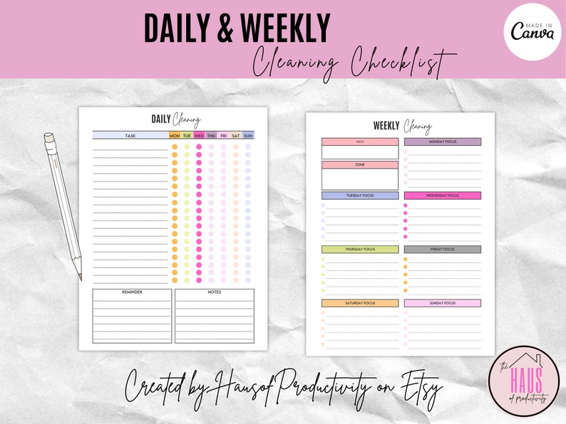 Adhd-friendly Daily Weekly Cleaning List - Printable Planner, Editable ...