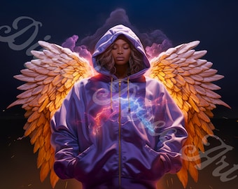 Protection: Angel, A Beautiful spiritual Wall Art, Angelic Connection, Instant Digital Download in PNG Format, Printable download