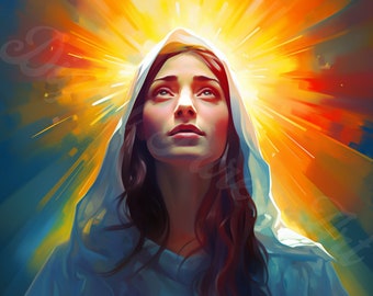 Holy Light: Connexion, Art coloré spirituel, Connexion divine, Beau cadeau, Format PNG de téléchargement numérique instantané, Téléchargement imprimable