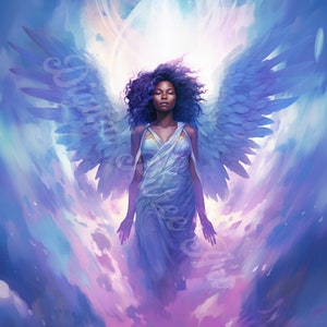 Evangeline: The Messenger, een prachtige spirituele muurkunst, engelachtige verbinding, instant digitale download in PNG-formaat, afdrukbare download