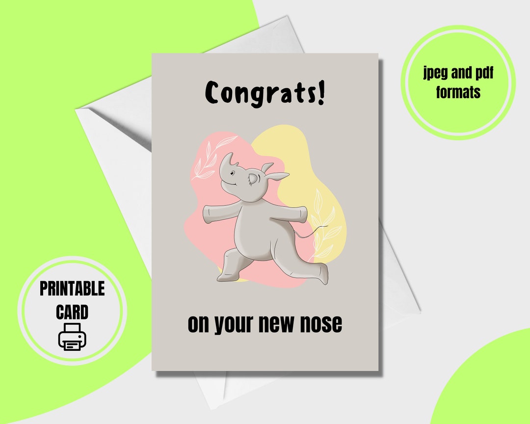 Funny Nose Job Greeting Card, Rhinoplasty, New Nose, Nose Operation