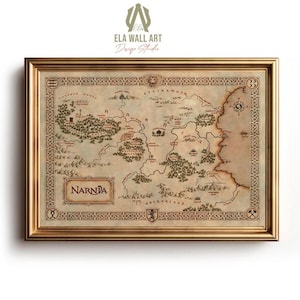 Póster de lienzo con el mapa de Narnia, póster de acuarela de un castillo inspirado en la magia, estudiantes que ingresan a la escuela de magia, mapa de la serie de películas, arte mural