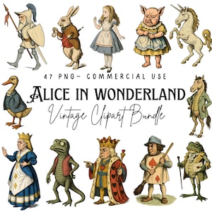 Alice in Wonderland Vintage Clipart Bundle 47  Illustrations Inspired by John Tenniel | Commercial Use | Instant Digital Download PNG