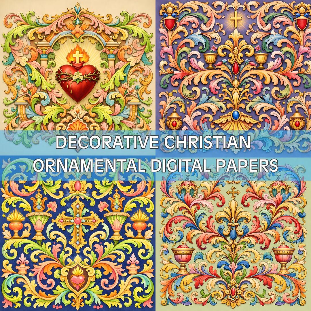 Regilious Patterns 31 Decorative Christian Ornamental Designs | 300 DPI JPG | Digital ...