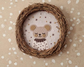 Felt Mouse Nursery Wreath, Handmade Boho Baby Room Decor