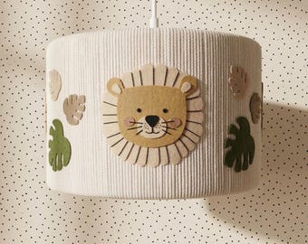 Handmade Lion Safari Lampshade | Boho Jungle Nursery Ceiling Light for safari style kids Bedroom