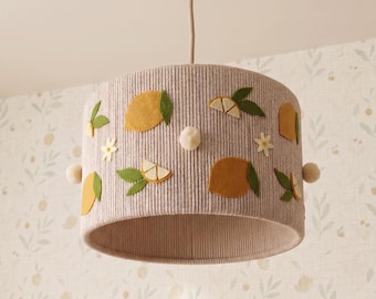 Handmade Lemon Ceiling Lamp for Nursery | Citrus Kids Pendant Light, Baby Boho Decor, Kids Room Lampshade