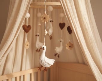 Handmade Goose Baby Mobile | Boho Nursery Decor for Farm and Woodland nursery