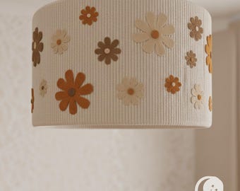 Handmade Nursery Floral Lamp - Retro Boho Fabric Lampshade for Girls Kids Room with flowers