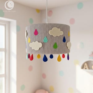 Lámpara de techo infantil con diseño de arcoíris hecha a mano - Pantalla de fieltro para habitación infantil