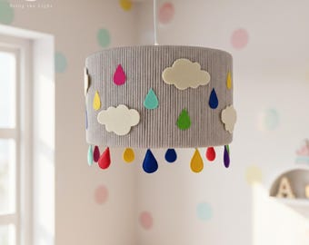 Handmade Rainbow Nursery Ceiling light - Kids room Felt Lampshade