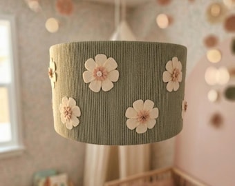 Handmade Felt Floral Lampshade | Boho Nursery Ceiling Light Pendant