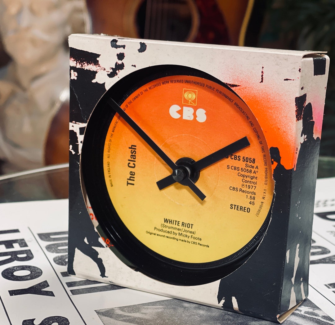 The Clash 'white Riot' Clock Made From Vinyl Record. Punk - Etsy