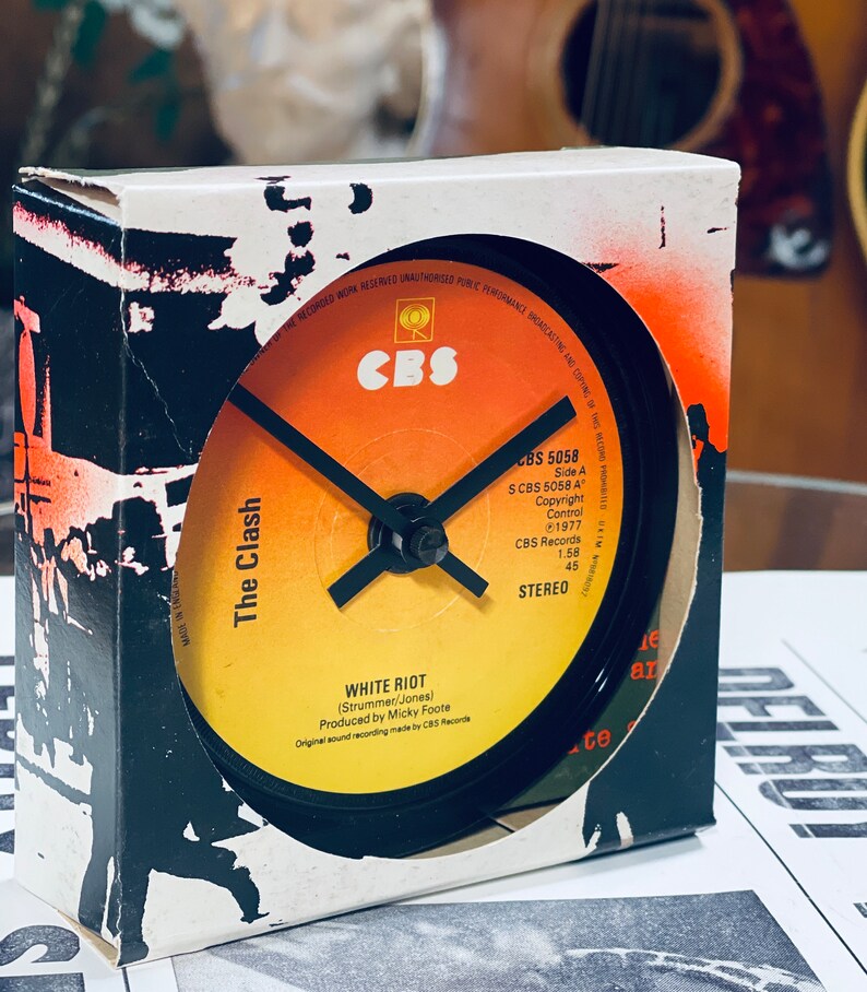 The Clash 'white Riot' Clock Made From Vinyl Record. Punk - Etsy Australia