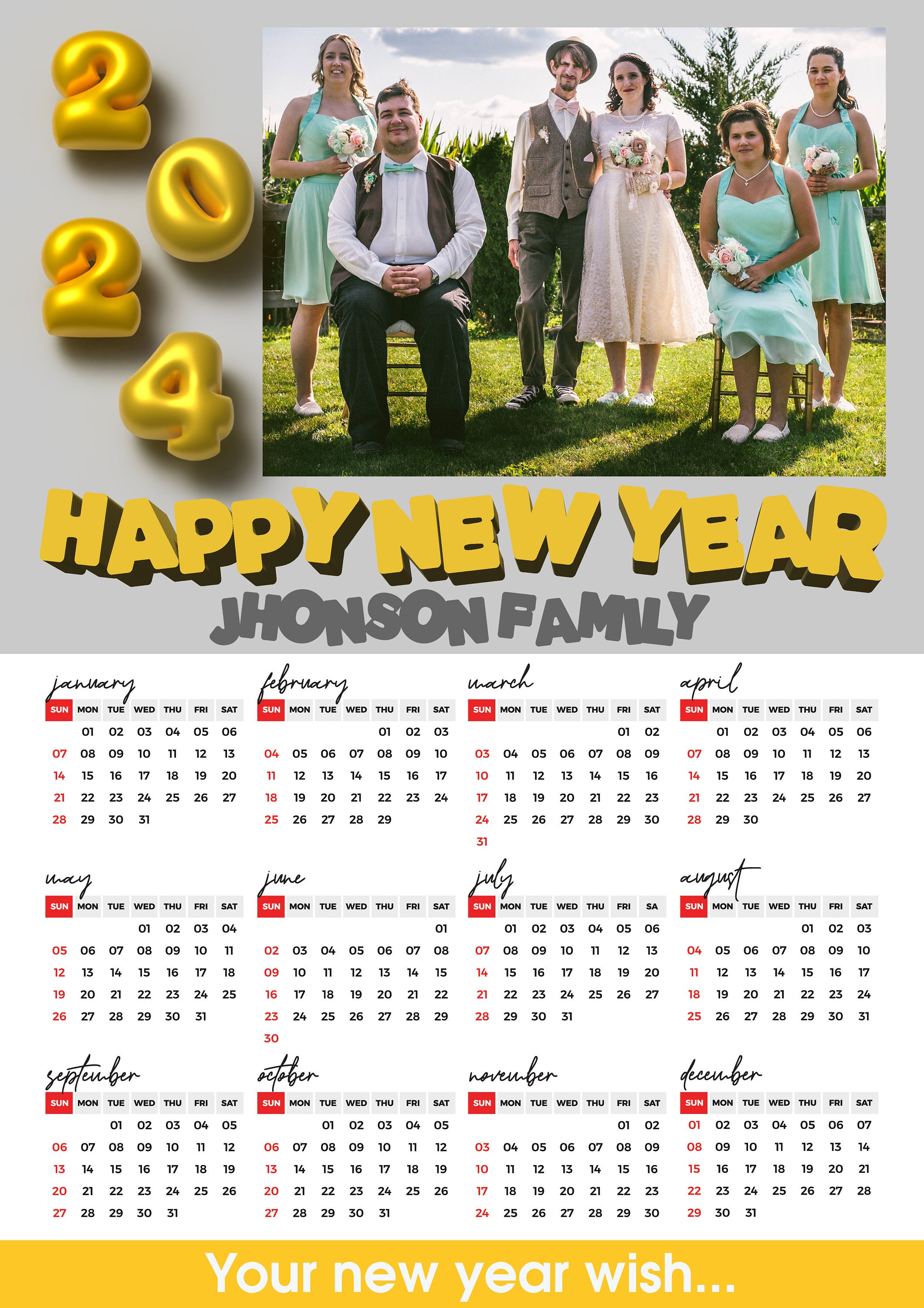 Personalized Christmas Gift Calendar, Digital Downloadable and