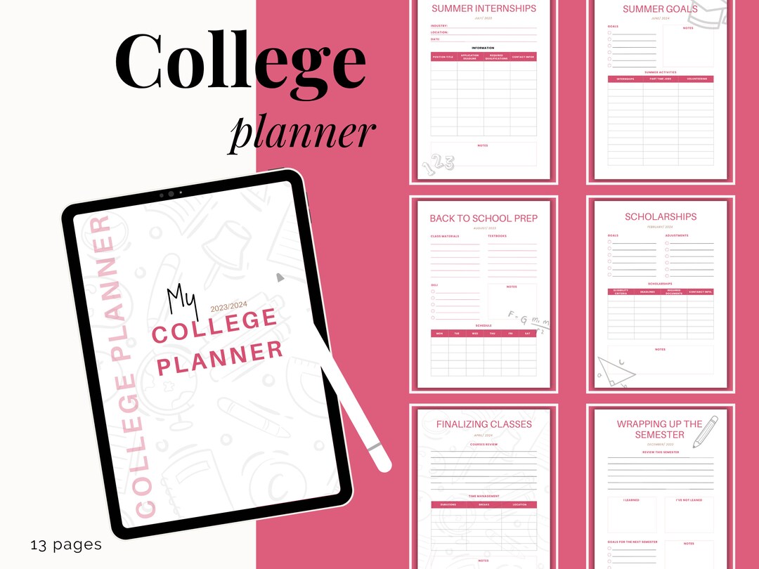 College Planner, Digital Planner for College Student, Study Planner