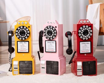 Vintage Wall-Mounted Payphone | Retro Piggy Bank | Nostalgic Home Decor | Fully Functional Classic Phone