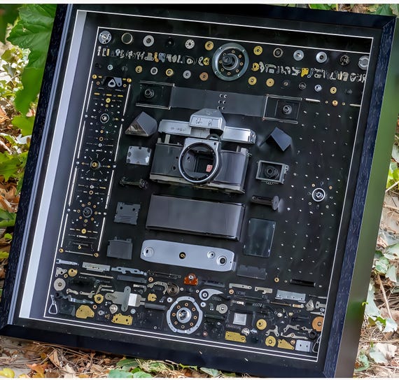 Framed Disassembled Canon Camera | Teardown Photographer Wall Art