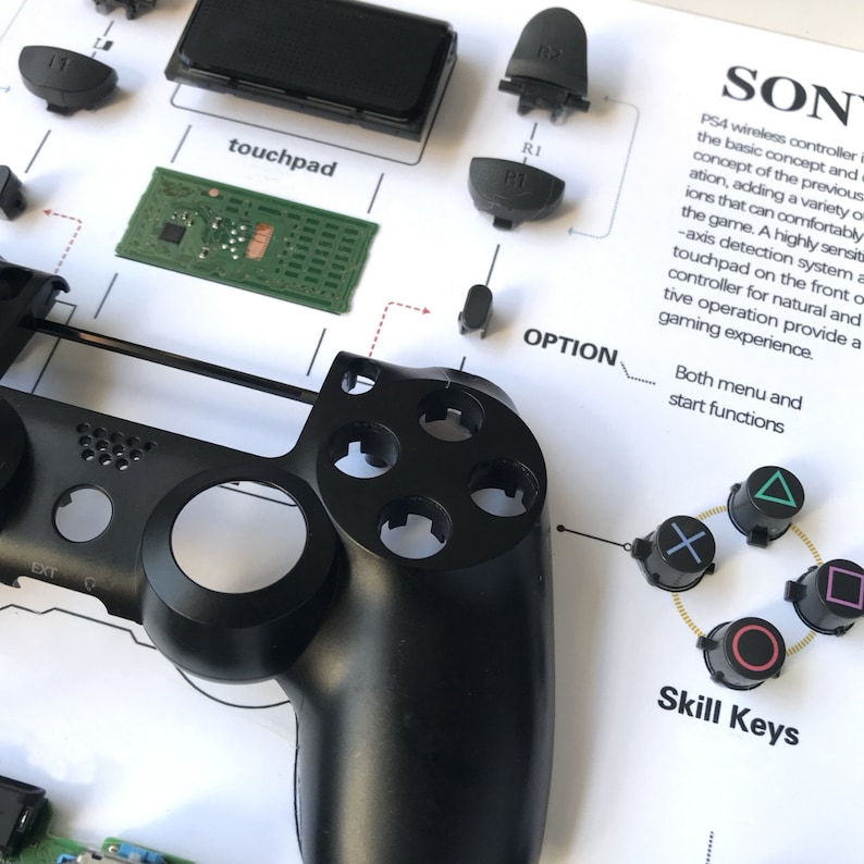 PS4 Controller Disassembly Wall Art, Framed Gamer Decor, Playstation 4