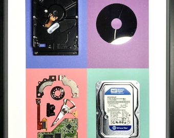 Upcycled Hard Drive Steampunk Art | Recycled Tech Decor