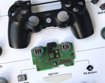 PS4 Controller Disassembly Wall Art, Framed Gamer Decor, PlayStation 4 Deconstruction, Unique Gaming Gift