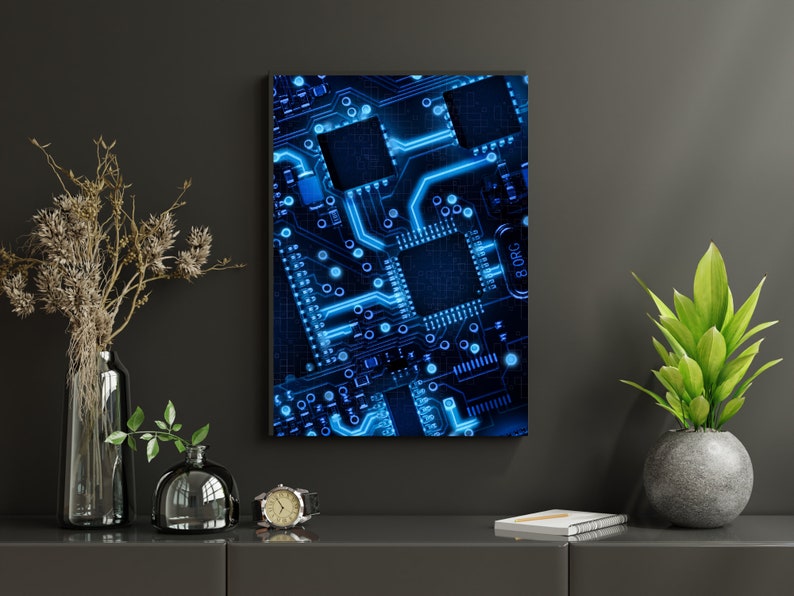 Abstract Circuitry Art Print Digital Download Tech Wall Decor Printable Electronic Artwork Etsy