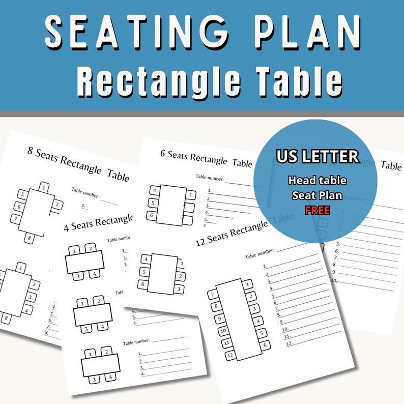 Printable Wedding Seating Plan Template Rectangle Table Etsy
