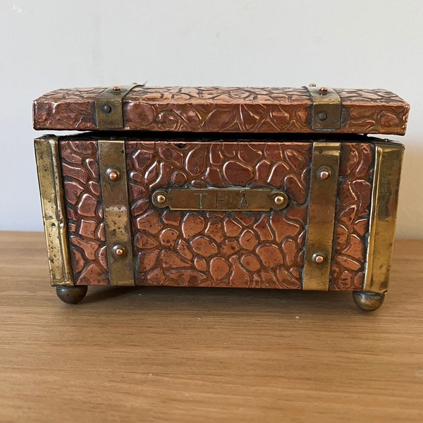 Antique Brass and Copper Tea Caddy