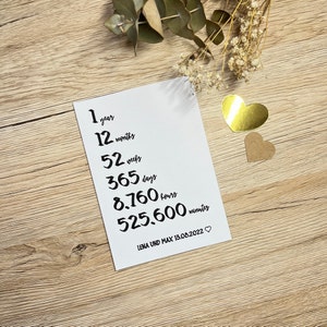 Karte zum Hochzeitstag | Personalisierbar | Weiß/Schwarz