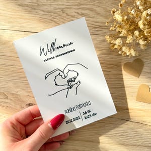 Karte zur Geburt | Personalisierbar | Weiß/Schwarz