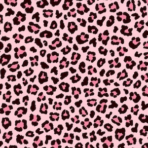 Può includere: Motivo senza cuciture con sfondo rosa chiaro e macchie di leopardo marrone scuro e rosa. Le macchie variano per dimensioni e forma, creando un design accattivante. Adatto per tessuti, carta da parati e altre applicazioni decorative.