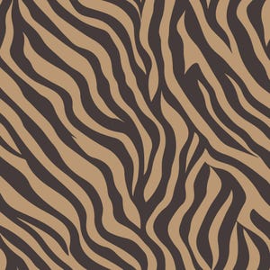 May include: A repeating pattern featuring organic, wavy stripes in dark brown and light tan. The design consists of fluid, irregular lines that flow diagonally across the surface, creating a high-contrast, two-toned zebra-inspired graphic.