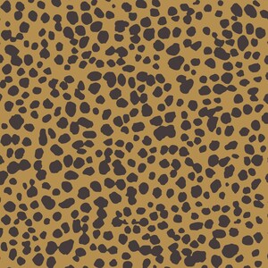May include: A seamless pattern featuring a repeating design of dark brown, irregular spots on a golden-brown background. The pattern resembles animal print, creating a textured and organic aesthetic.