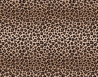 May include: A repeating leopard print pattern featuring dark brown and black irregular spots set against a light tan and beige background. The design covers the entire surface with a dense arrangement of organic shapes resembling animal fur.