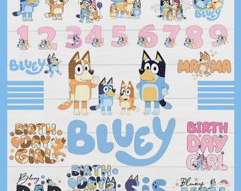 Paquete de imágenes prediseñadas PNG de perro azul para cumpleaños (descarga digital)