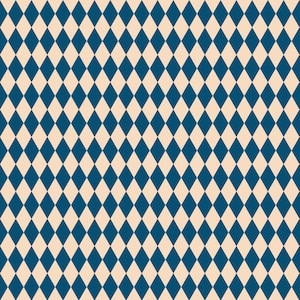 May include: A seamless pattern featuring a repeating design of blue diamonds set against a cream-colored background. The diamonds are evenly spaced and create a visually appealing, geometric texture. The pattern is suitable for various applications.