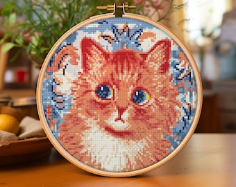 Louis Wain Cat 2 cross stitch pattern embroidery Fine Art Kitten Mystical decor PDF