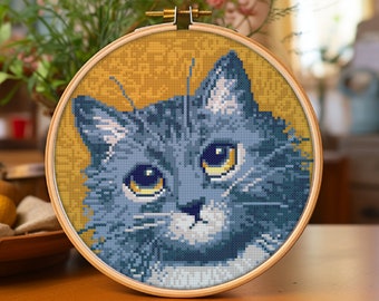 Louis Wain Cat 3 cross stitch pattern embroidery Fine Art Kitten Mystical decor PDF