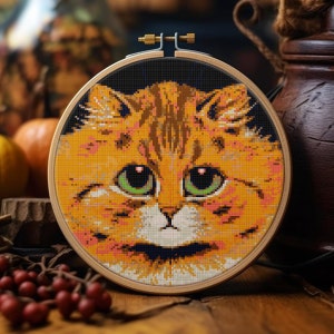 Louis Wain Cat cross stitch pattern embroidery Fine Art Kitten Mystical decor PDF
