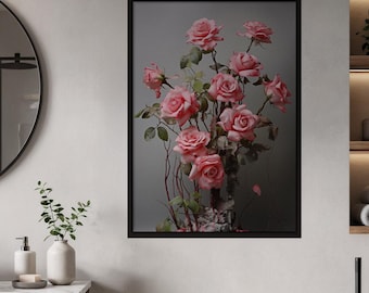 Blush Pink Roses Art Print | Elegant Floral Botanical Wall Decor